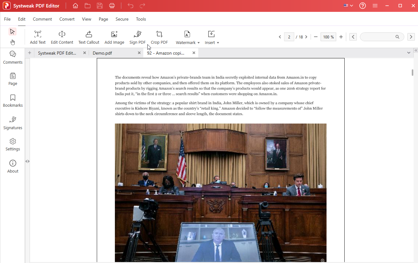 Left menu_Systweak PDF Editor