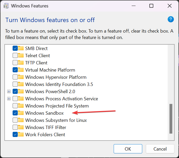 list of windows features