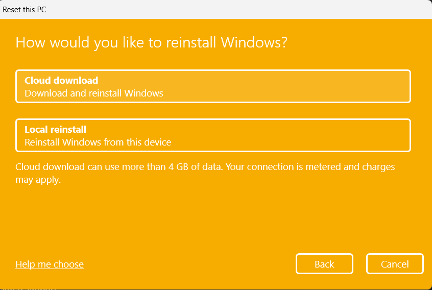 local reinstall option