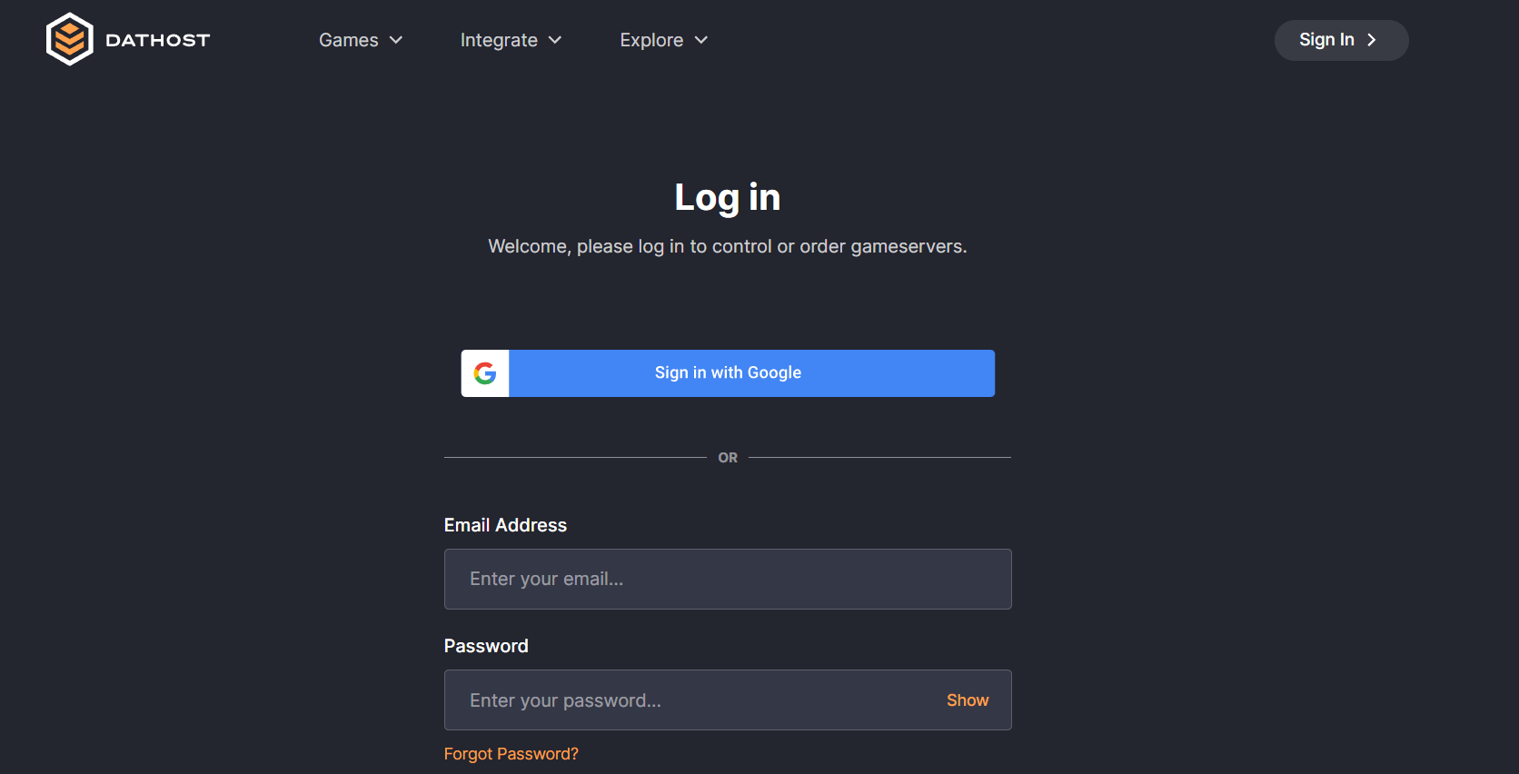 Login to DatHost Control Panel