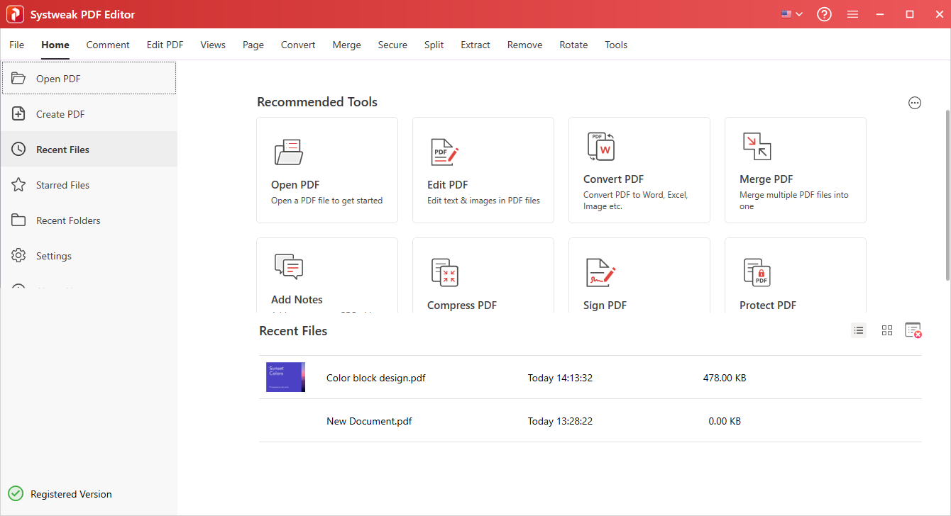 Systweak PDF Editor_Home Screen