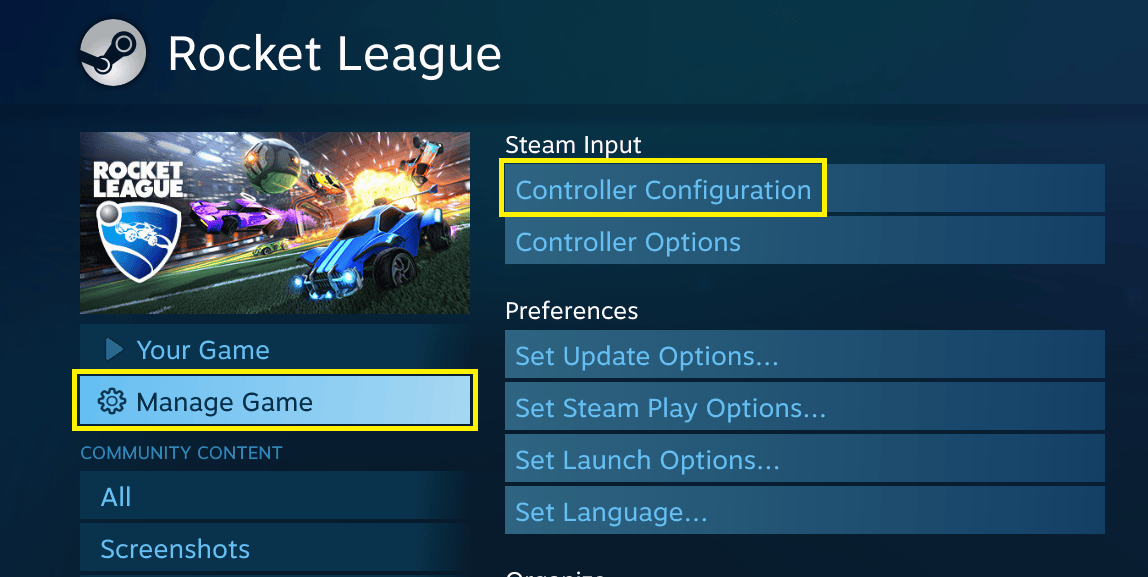 Manage Game Option