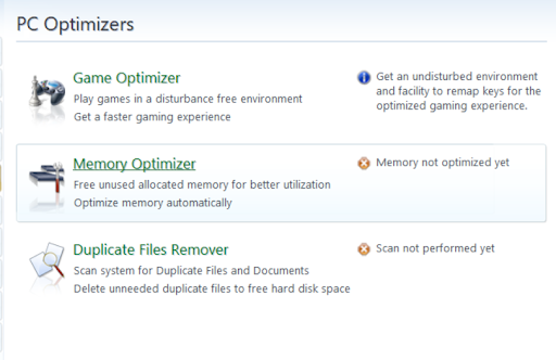 memory optimizer selected