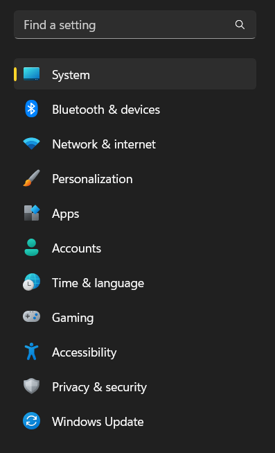 Network and Internet settings