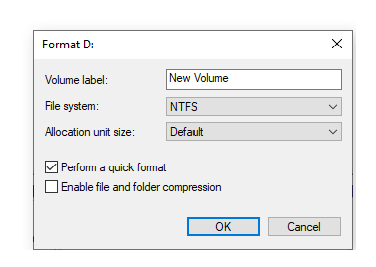 Select NTFS file system