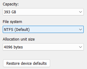 NTFS option