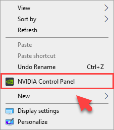 NVIDIA Control Panel in context menu