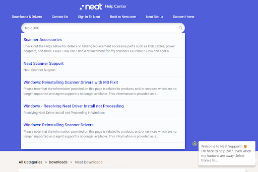 official driver solutions page for Neat Scanners
