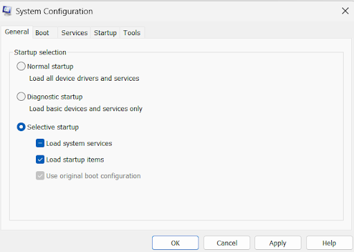open configuration panel