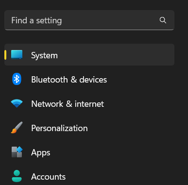 Open settings on computer