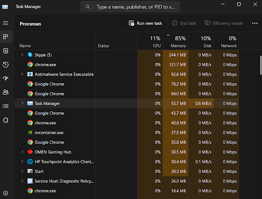 Open Task Manager to delete Unnecessary Background Processes