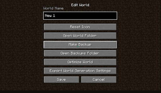 option to back up on your screen