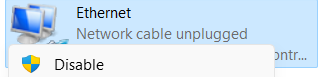option to disable the adapter for your ethernet