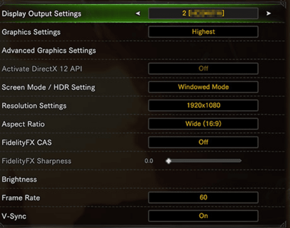 Options to Change Game Settings