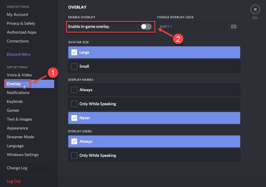 Overlay tab Discord