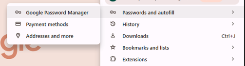 Passwords and auto fill in Chrome