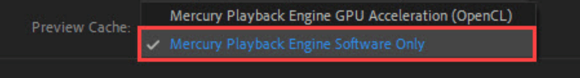 Preview Cache drop down