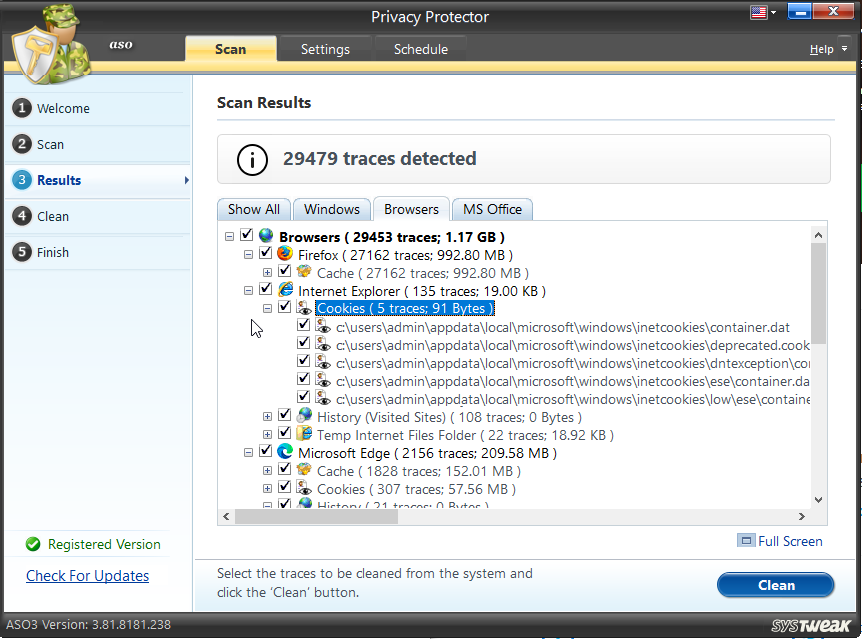 Privacy Protector_scan results_browser tab_