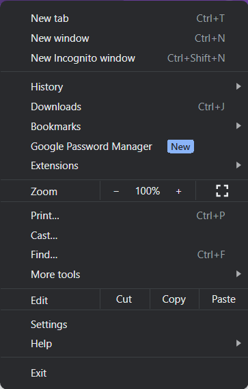 Quick Access Menu on Chrome