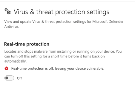Real-Time Protection Toggle Switch