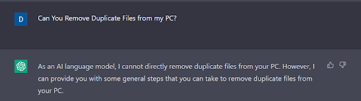result of any query starts with an AI language model