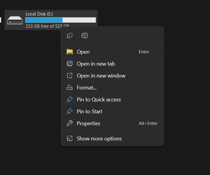 right click on drive