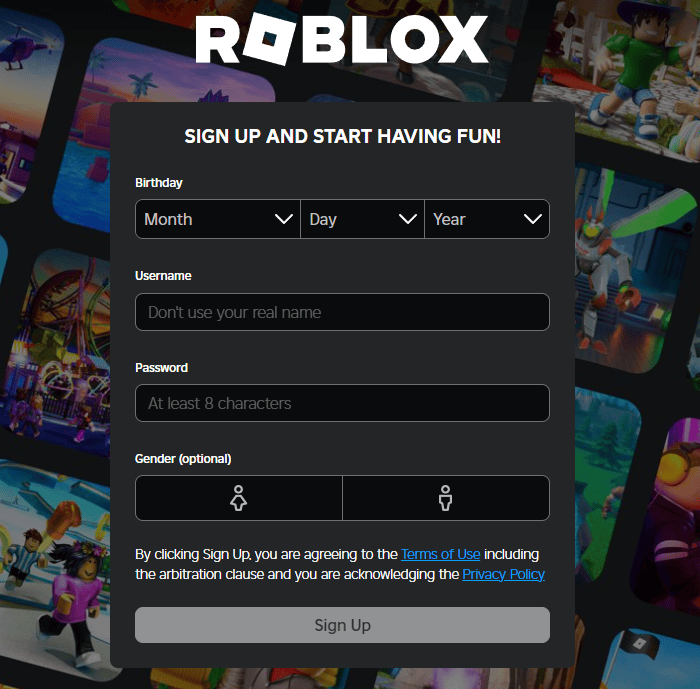 roblox sign up
