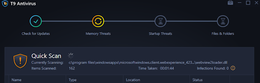 Run quick scan and wait for results