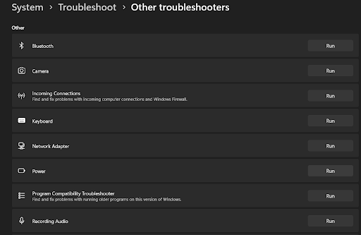 Run the troubleshooter for Power