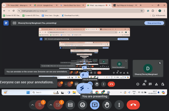 screen shared with all participants of meeting
