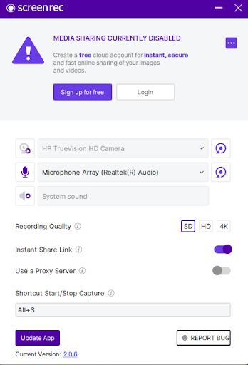 ScreenRec screen recorder software