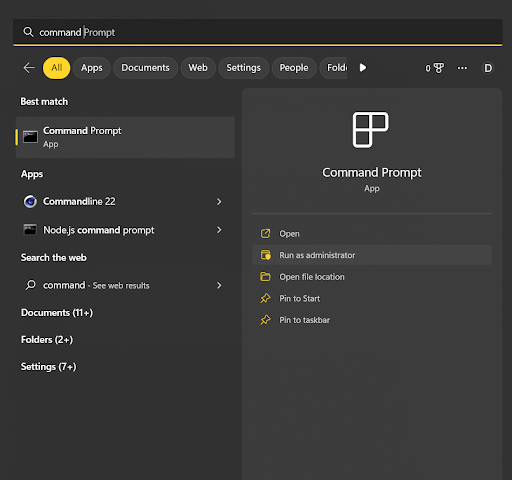 search for Command Prompt