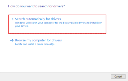 search for drivers automatically