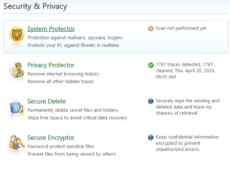 Secure Delete option in security and privacy tab