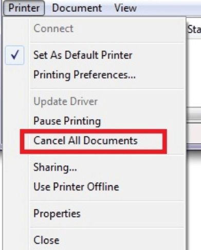 select cancel all documents