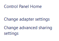 Select Change adapter settings