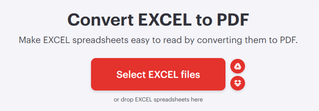 Select Excel Files using I Love PDF