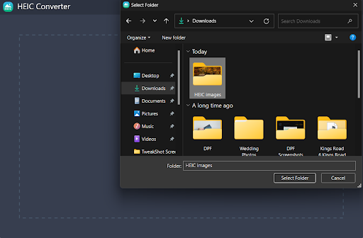 select folder with HEIC images