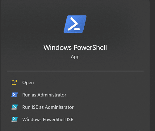 select open it as administrator in Powershell