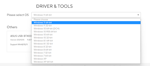 Select operating system you are currently using
