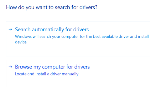select option to choose driver file offline