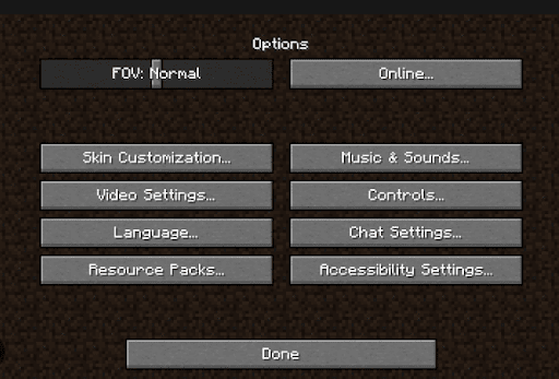 select options in Minecraft