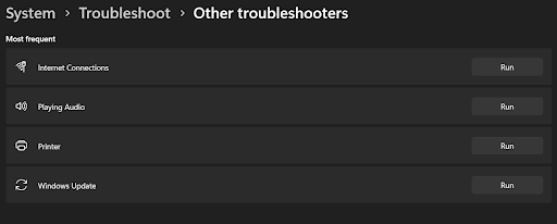 Select Other Troubleshooters to fix Ethernet Does Not Have a Valid IP Configuration Error
