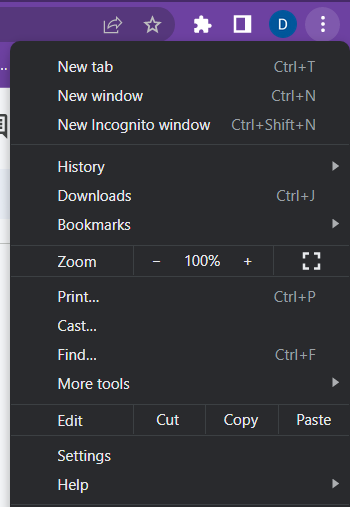 select settings to clear browser cache