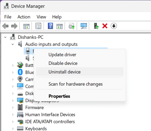 select uninstall device