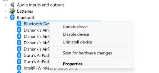 select Update driver option