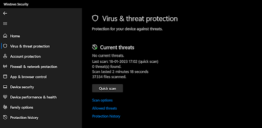 select viruses and threat protection