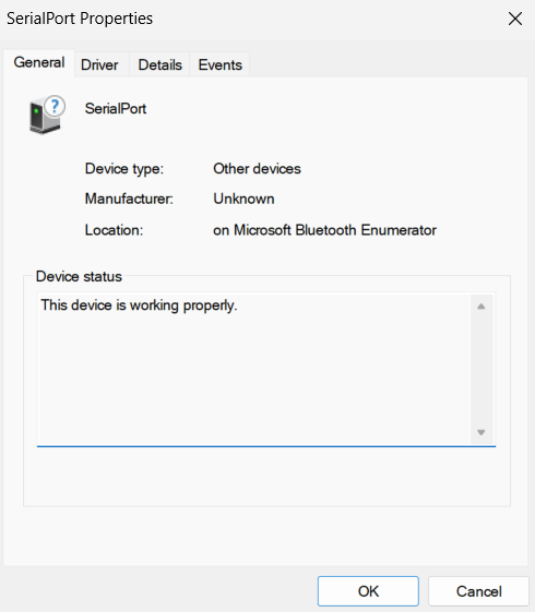 serial port properties