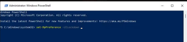 set-MpPreference -UILockdown command