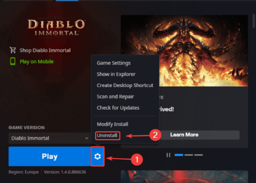 Settings gear icon - Diablo Immortal.